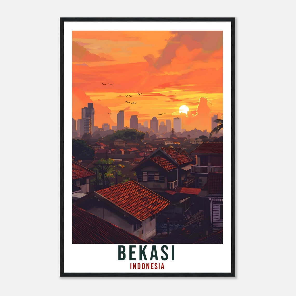 Bekasi Travel Print Bali Wall Art Indonesia Wall Hanging Home Dcor Bekasi Gift Landmark Artwork Travel Art Indonesia Bekasi Travel Poster - Image 4