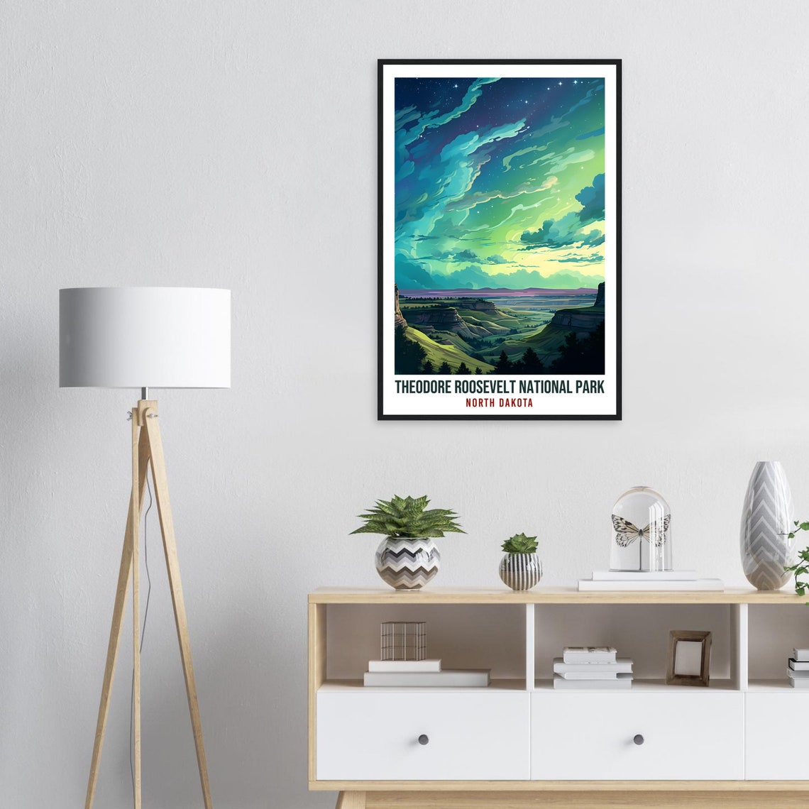 North Dakota National Park Travel Print North Dakota Northern Lights Wall Art Wall Hanging Travel Art Gift North Dakota Travel Poster Usa - Image 3