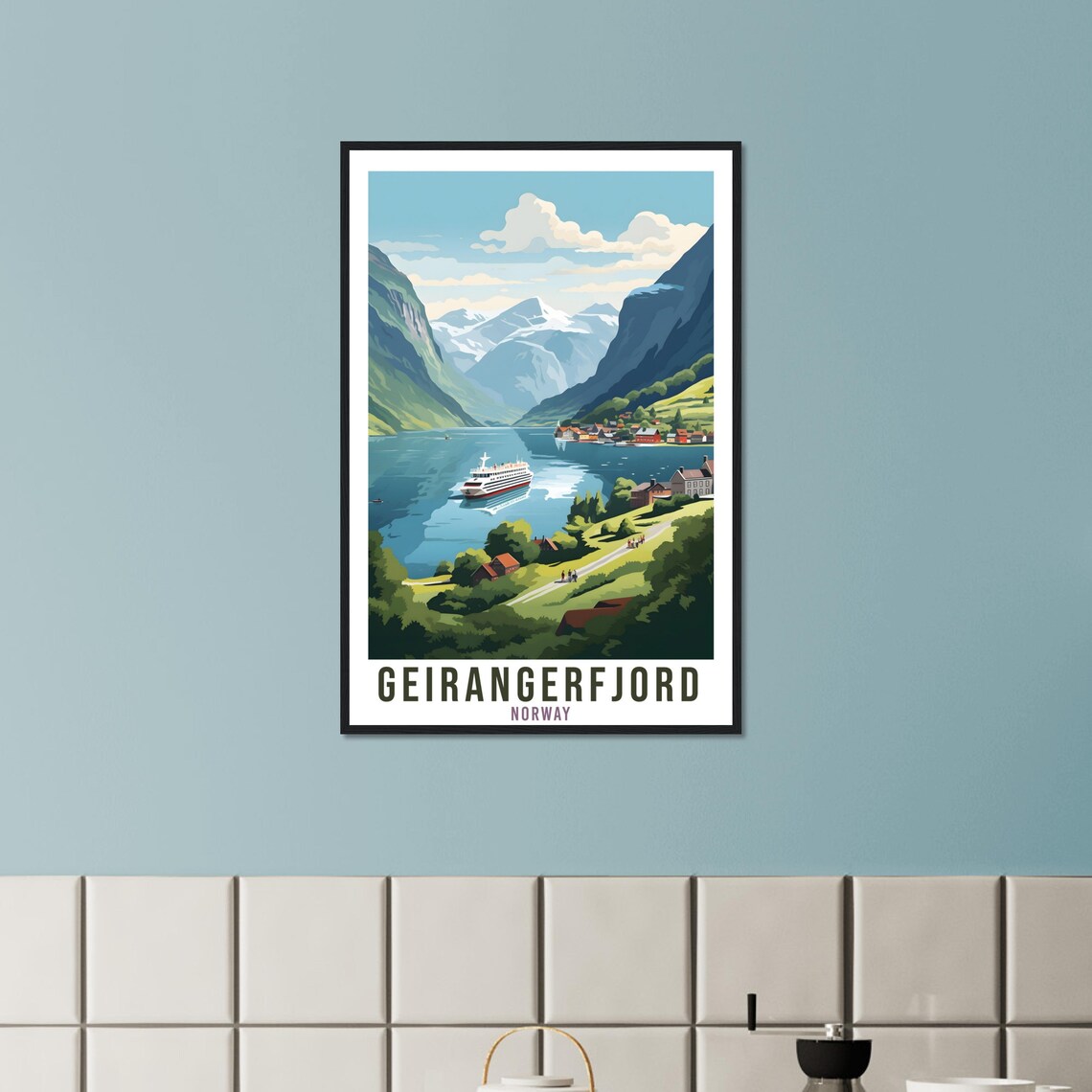 Geirangerfjord Norway Travel Poster, Fjords View - Image 2