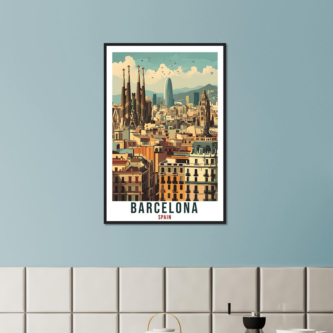 Barcelona Travel Print Wall Art Barcelona Spain Wall Hanging Artwork Barcelona Art Gifts Barcelona Travel Poster Spain Art Lovers Gift - Image 2