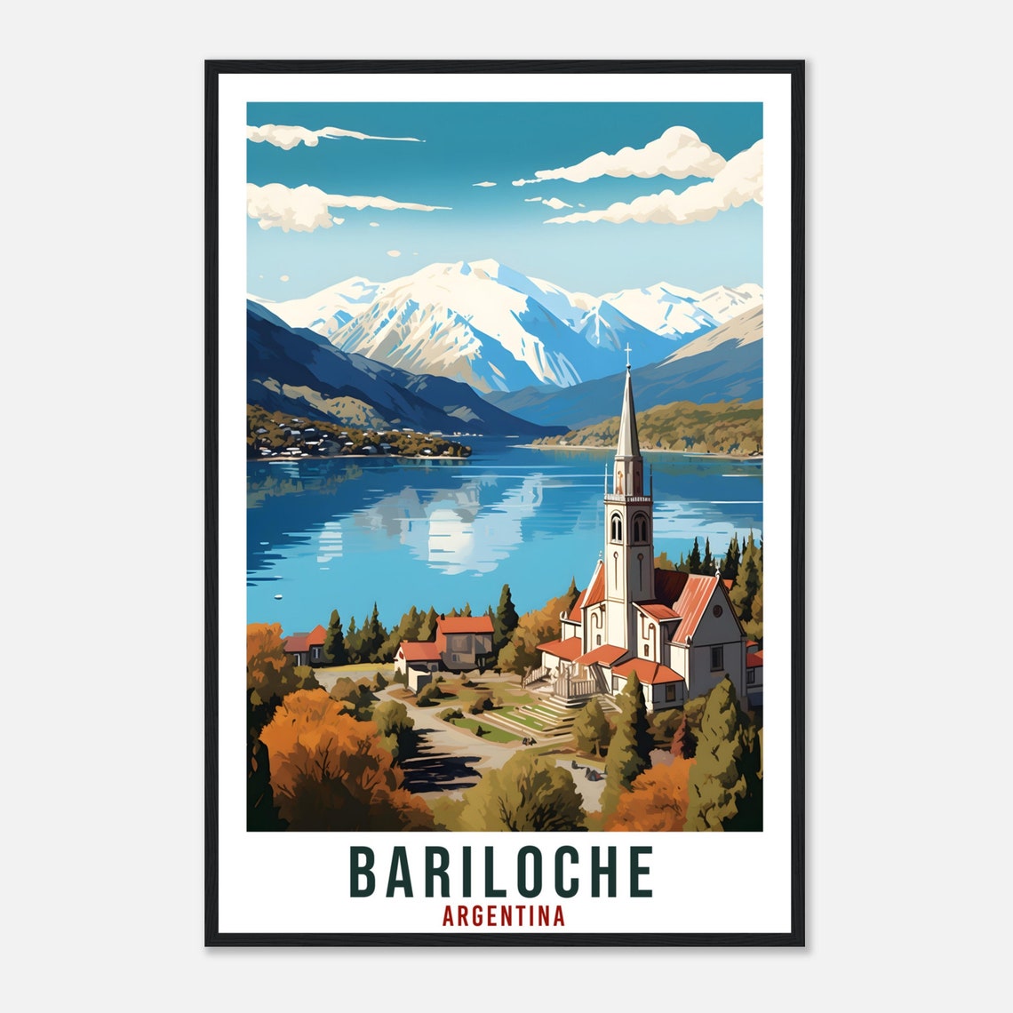Bariloche Travel Poster Wall Art Bariloche Argentina City Landscape Artwork Bariloche Art Gifts Bariloche Travel Print Argentinian Art Lover - Image 4