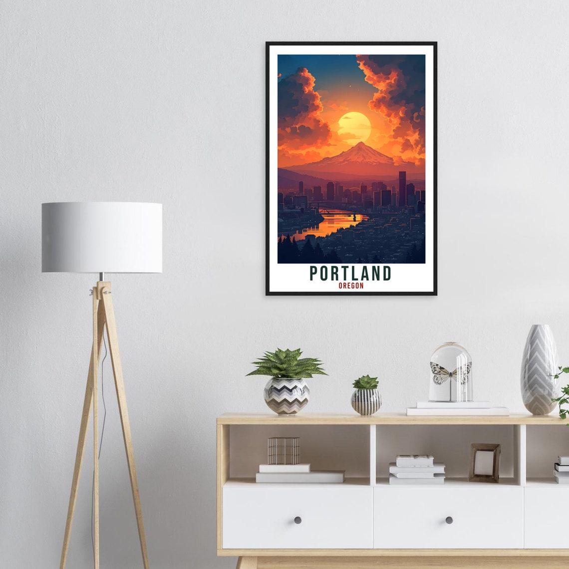 Portland Travel Poster Oregon Home Decoration Usa City Wall Art Gift Wall Hanging Art Lover Oregon Artwork Portland Skyline Travel Print - Image 2