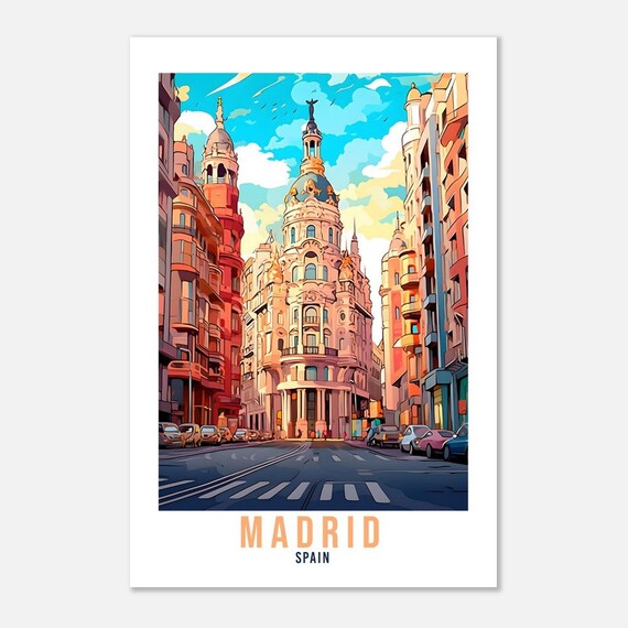 Madrid Gran Via Metropolis Building Historic Avenue Travel Poster