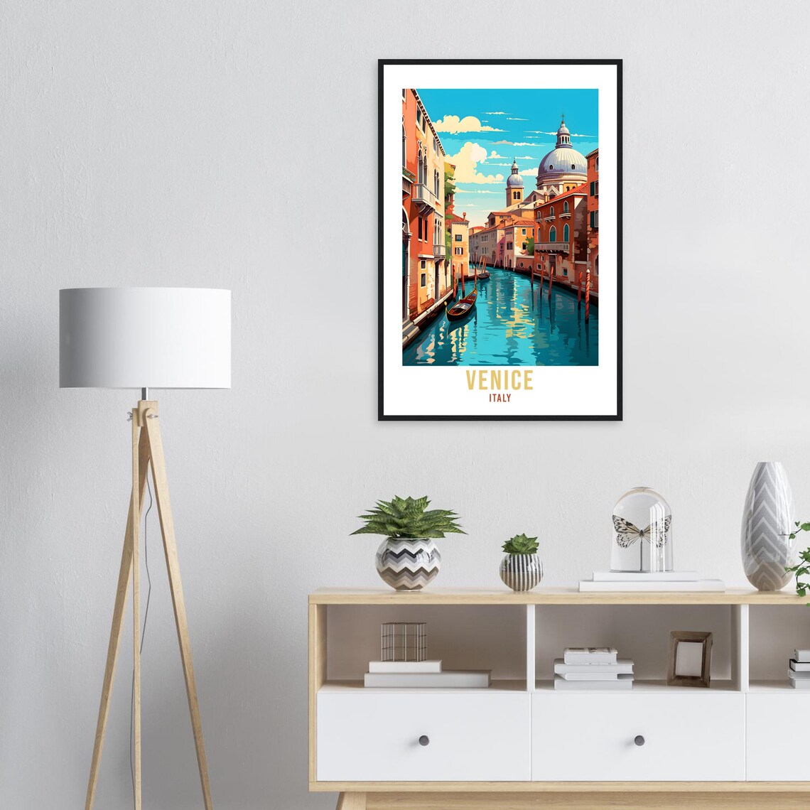 Venice Italy Gondola Canal Domed Church Vintage Travel Poster - Image 3
