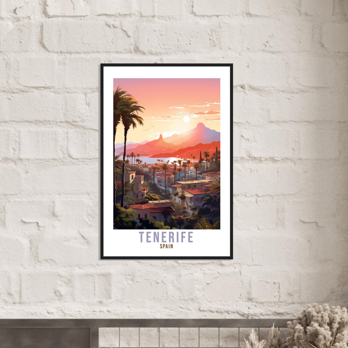 Tenerife Spain Sunset Coast Palms Volcano View Scenic Travel Poster - Image 4