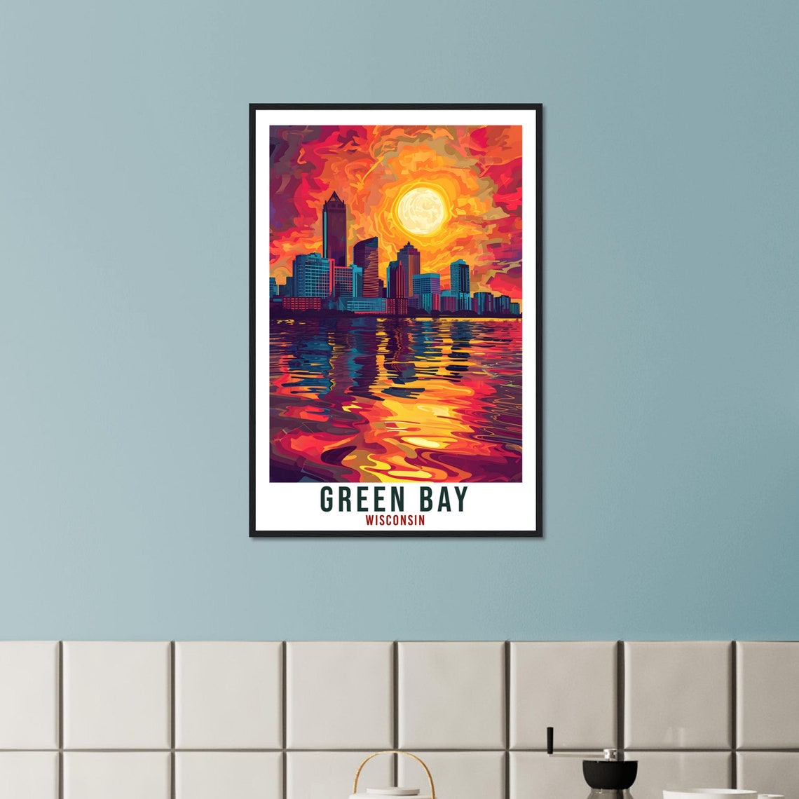 Green Bay Travel Print Wisconsin Home Decoration Usa City Wall Art Gift Wall Hanging Art Lover Wisconsin Artwork Green Bay Travel Poster - Image 4