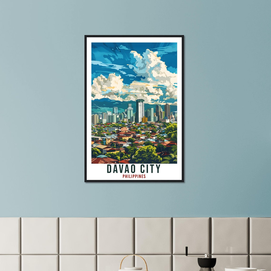 Davao City Philippines Skyline Clouds Panorama Travel Poster - Image 2