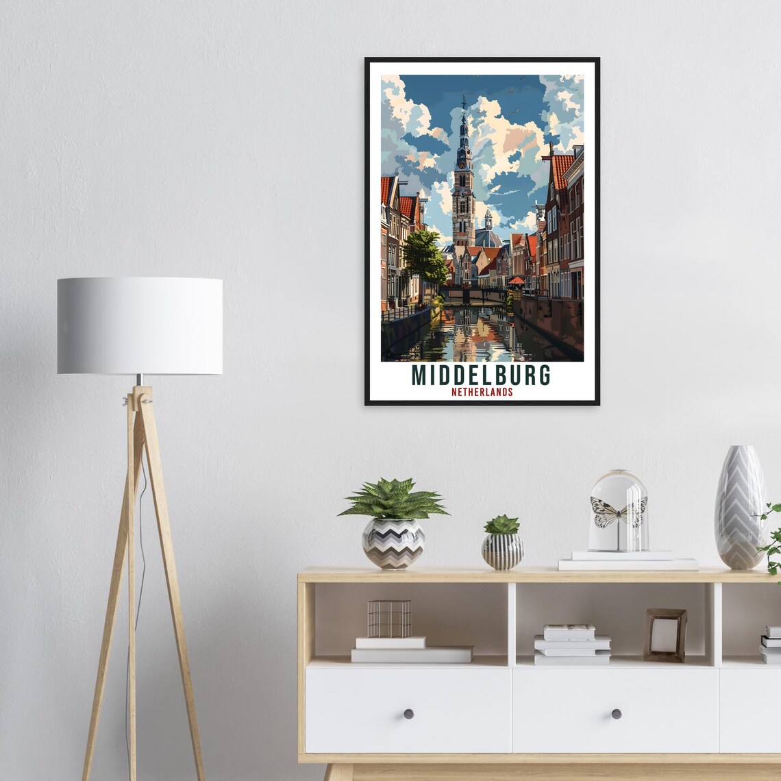 Middelburg Netherlands Historic Canal Church Tower Travel Poster - Image 3