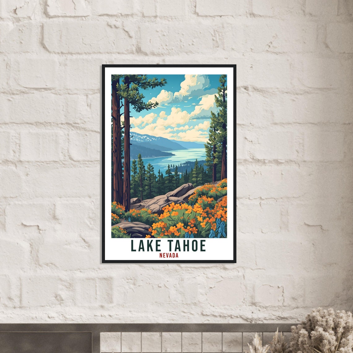 Lake Tahoe Travel Print Nevada Home Decoration Usa City Wall Art Gift Wall Hanging Art Lover Nevada Artwork Lake Tahoe Travel Poster - Image 2