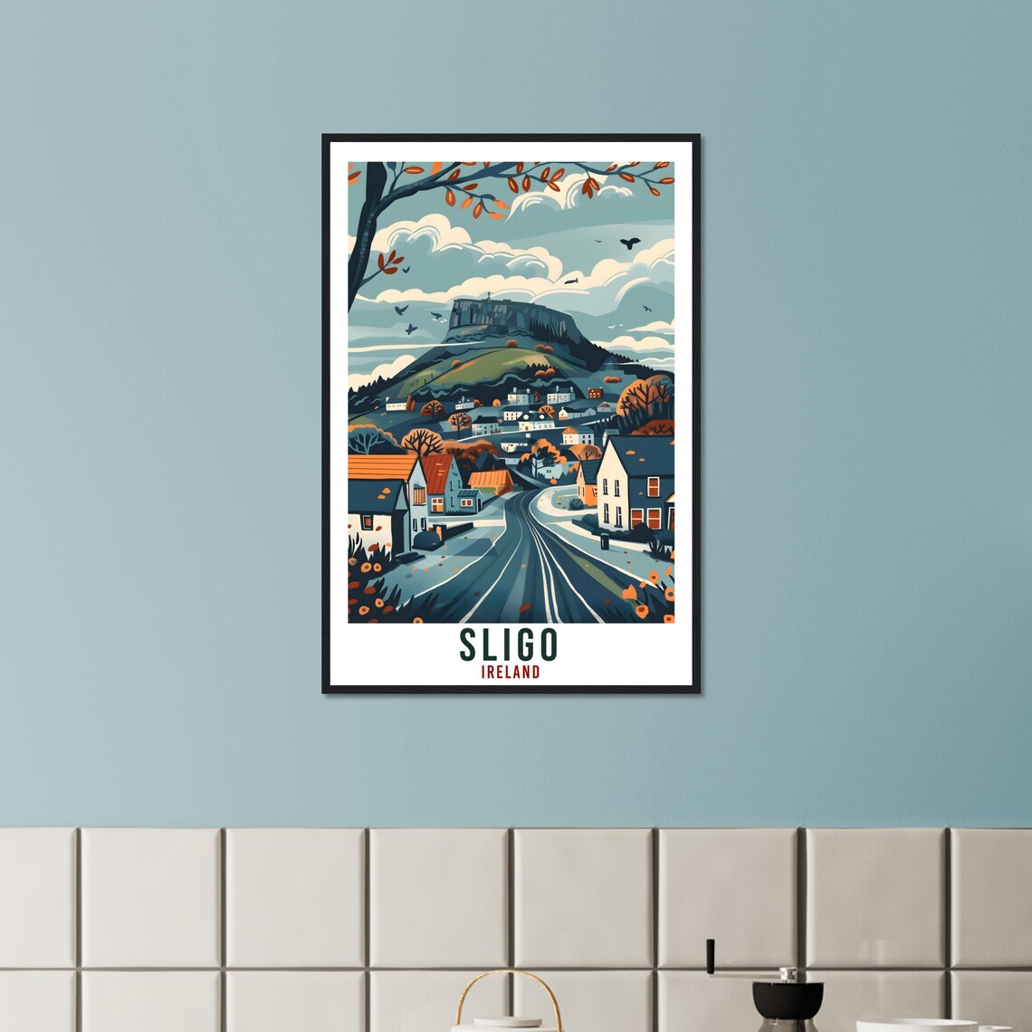 Sligo Ireland Winding Village Road Flat Mountain Autumn Travel Poster - Image 3