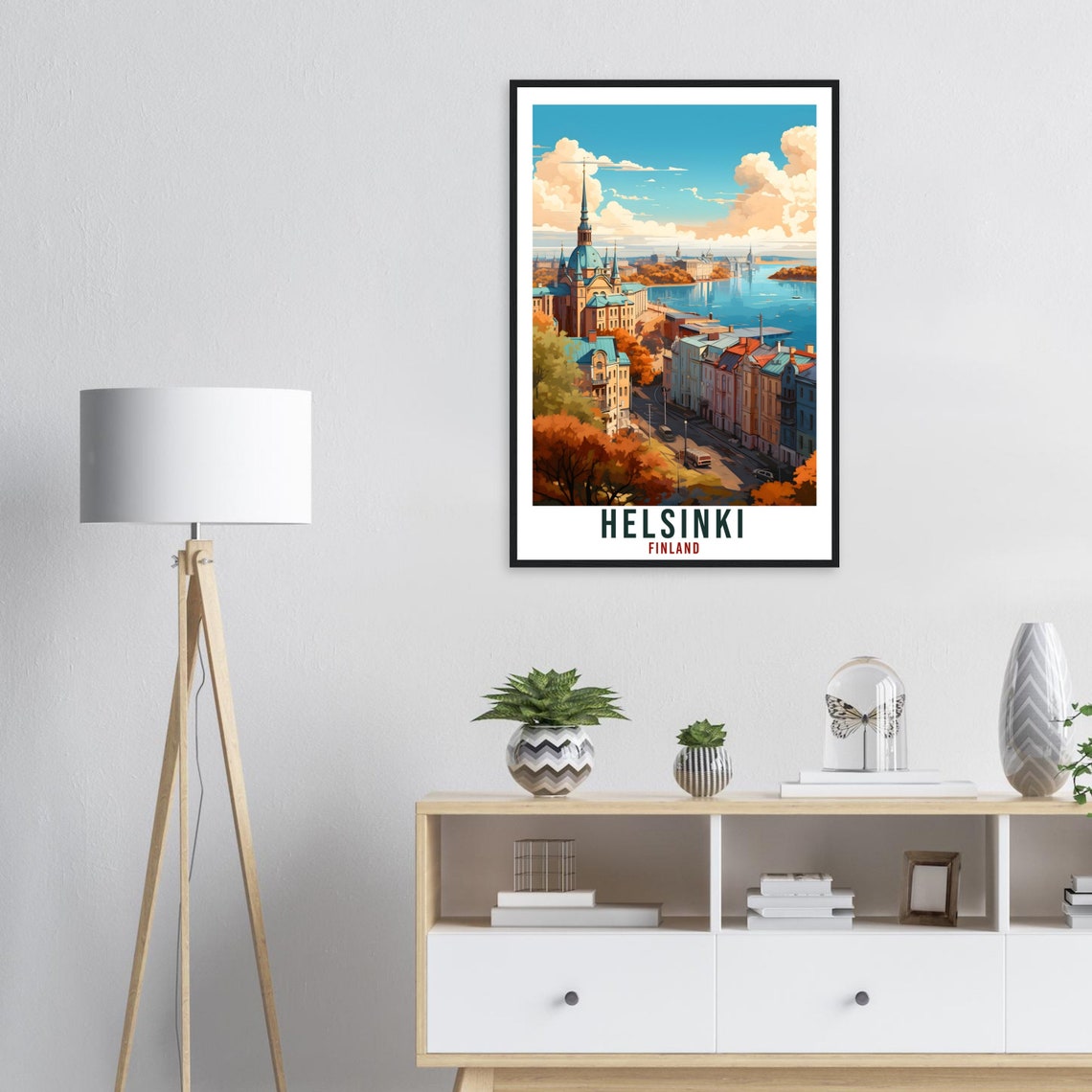 Helsinki Finland Autumn City Vintage Travel Illustration Poster - Image 2