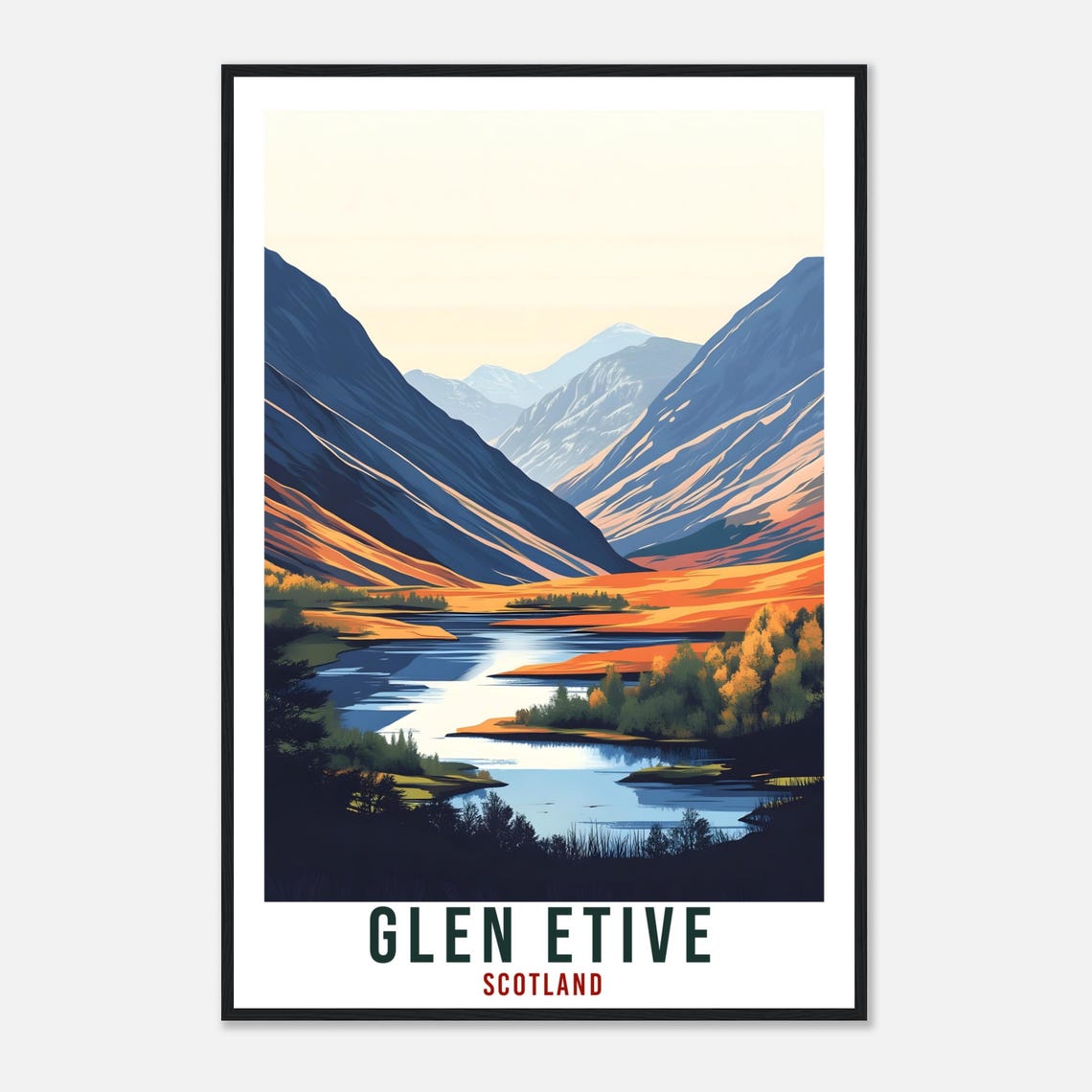 Glen Etive Scotland River Valley Mountains Vintage Travel Poster - Image 4
