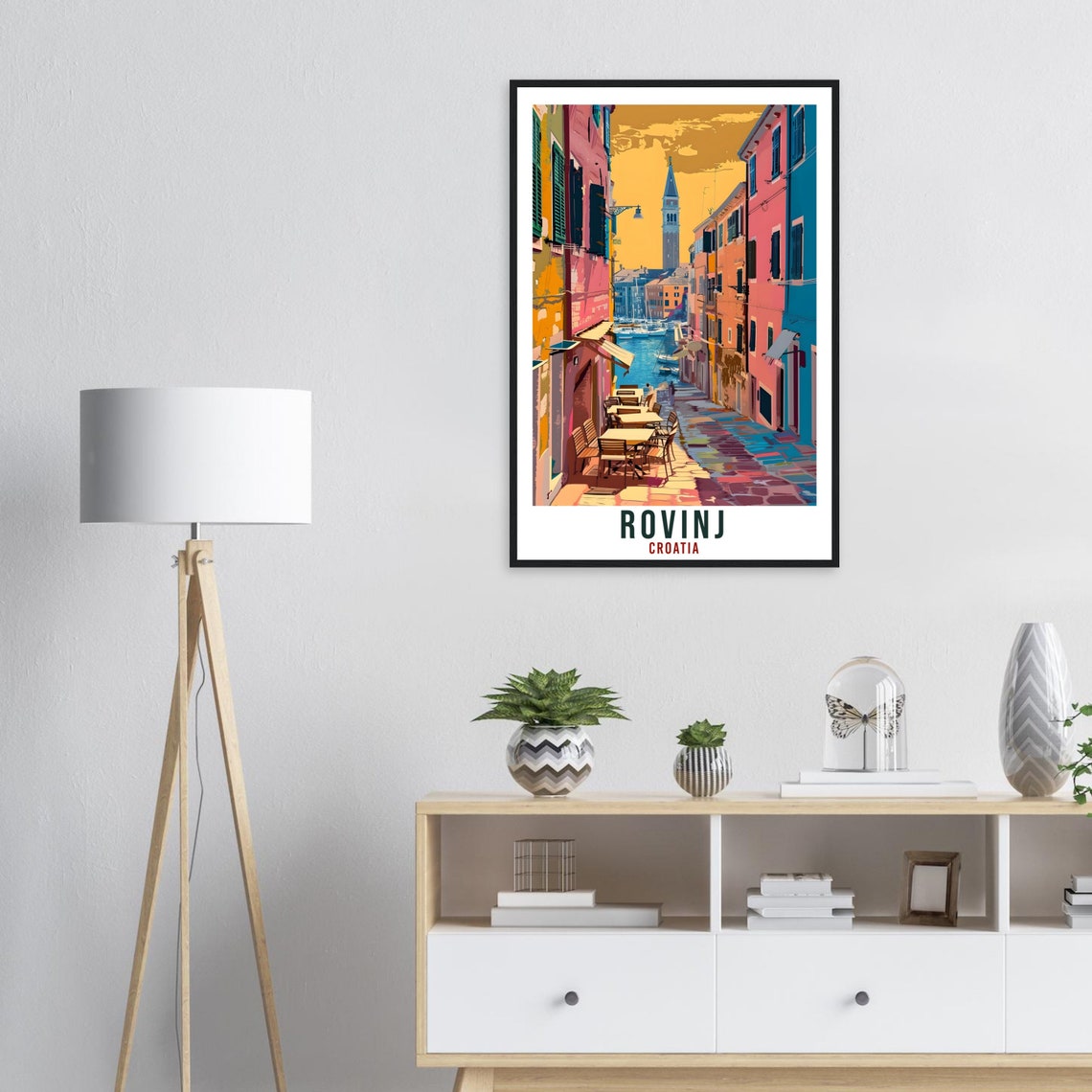 Rovinj Croatia Old Town Canal Bright Colorful Retro Travel Poster - Image 2