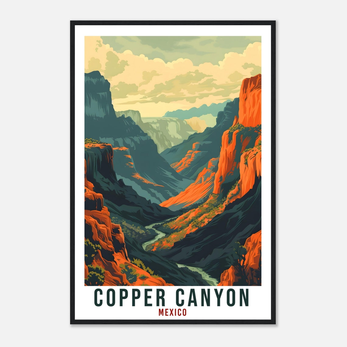 Copper Canyon Mexico Dramatic Red Rock Canyon Landscape Travel Poster - Image 4