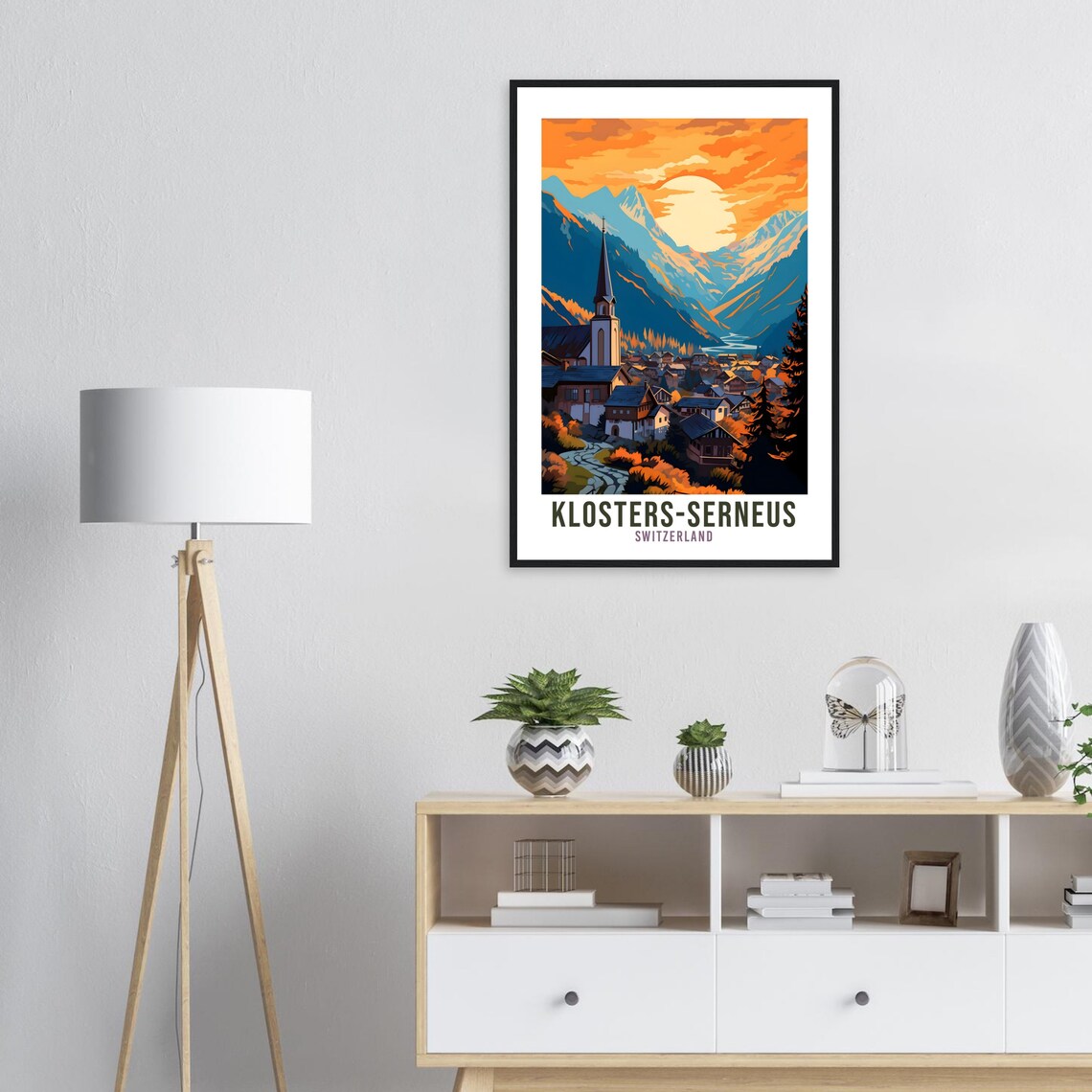 Klosters Serneus Switzerland Alpine Village Vintage Travel Poster - Image 2