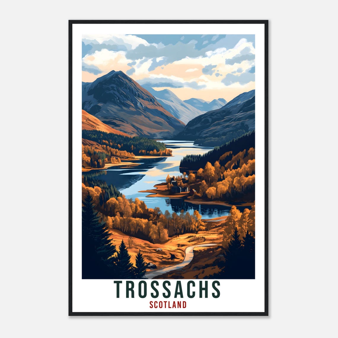 Trossachs Travel Print Scotland Home Decor Trossachs Wall Art Wall Hanging Art Lover Scotland Artwork Travel Poster Trossachs Travel Art - Image 4