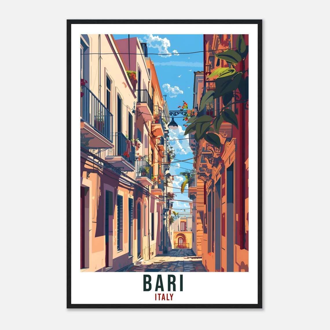 Bari Italy Old Town Balcony Street Mediterranean Vintage Travel Poster - Image 4