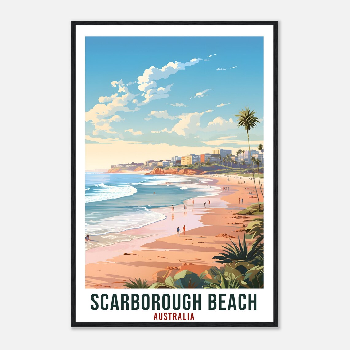 Scarborough Beach Australia Golden Coast Surf Vintage Travel Poster - Image 4