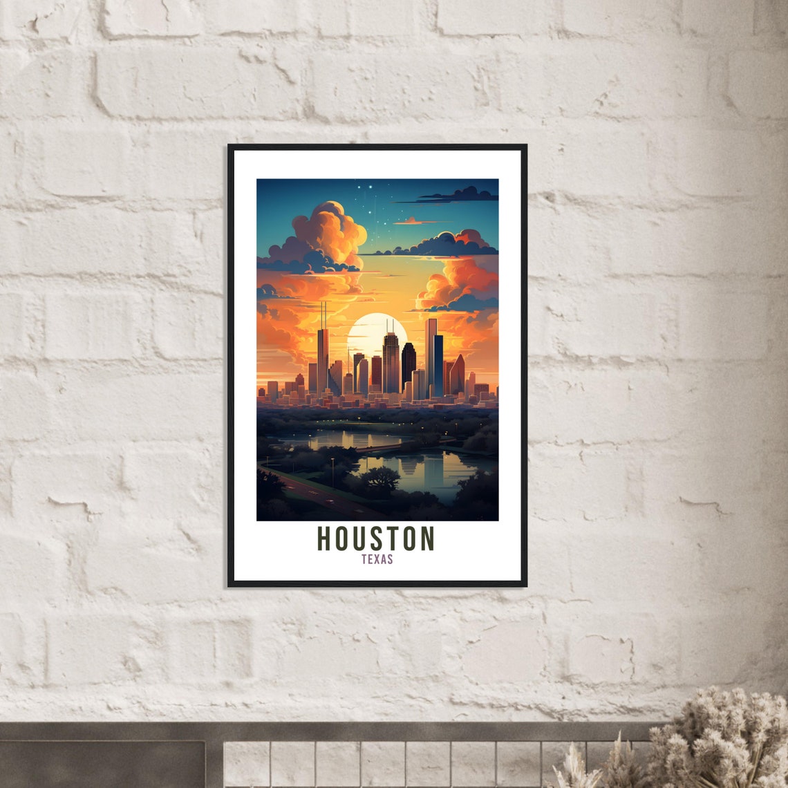 Houston Travel Print Wall Art Houston Texas Wall Art Houston Travel Poster Usa Home Decor Houston Art Lovers Gift Houston City Travel Art - Image 3