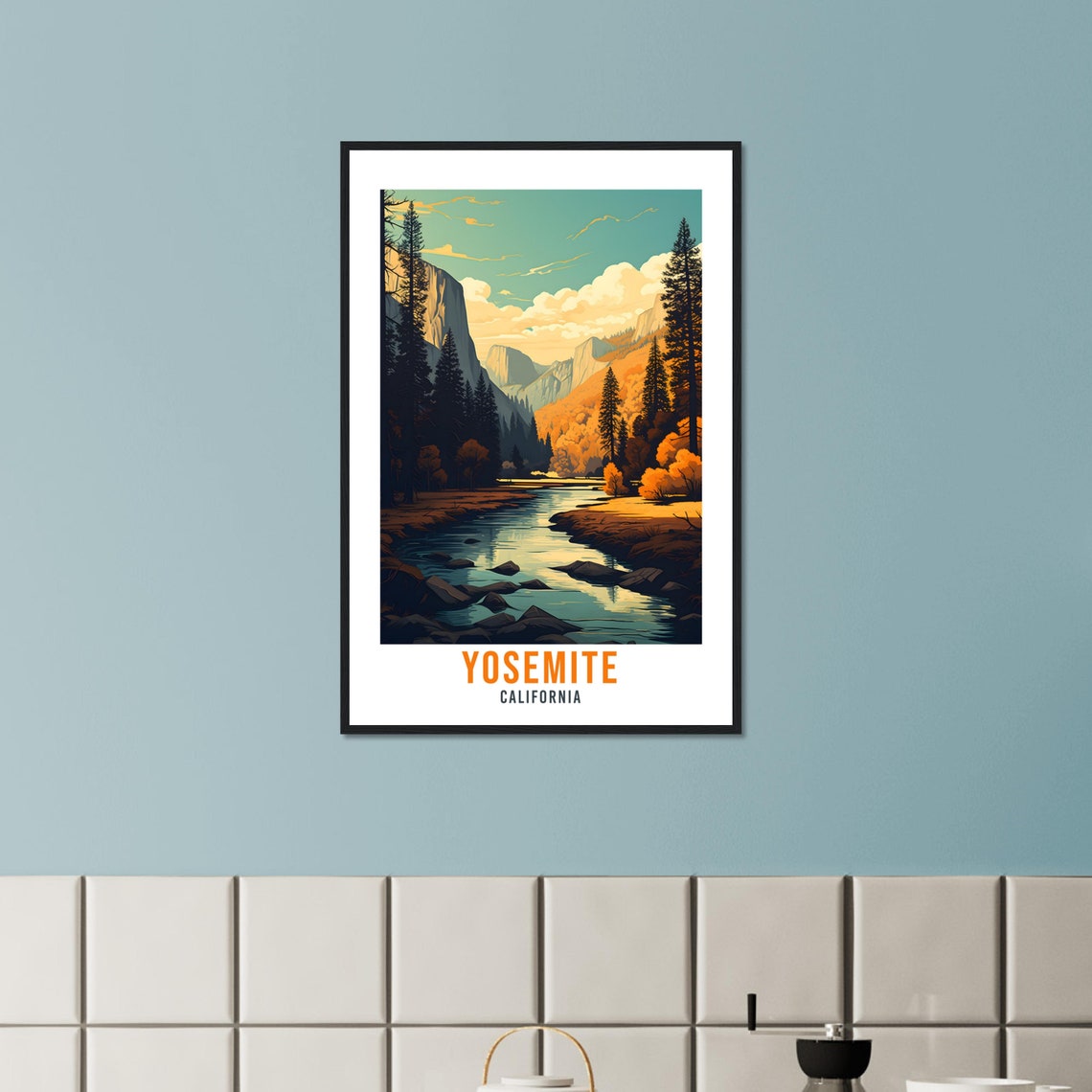 Yosemite California Half Dome River Autumn Pines Travel Poster - Image 3