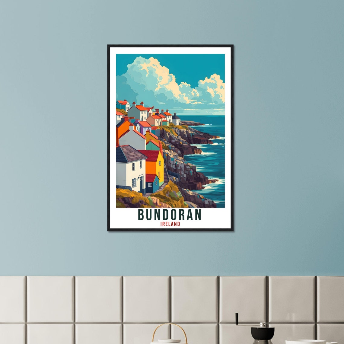 Bundoran Travel Print Ireland Home Decoration Bundoran Coast Wall Art Wall Hanging Art Lover Irish Artwork Bundoran Ireland Travel Poster - Image 3