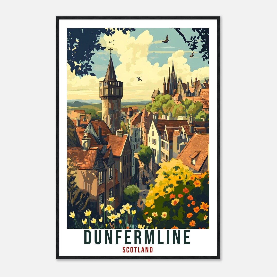 Dunfermline Scotland Vintage Old Town Travel Timeless Poster - Image 4