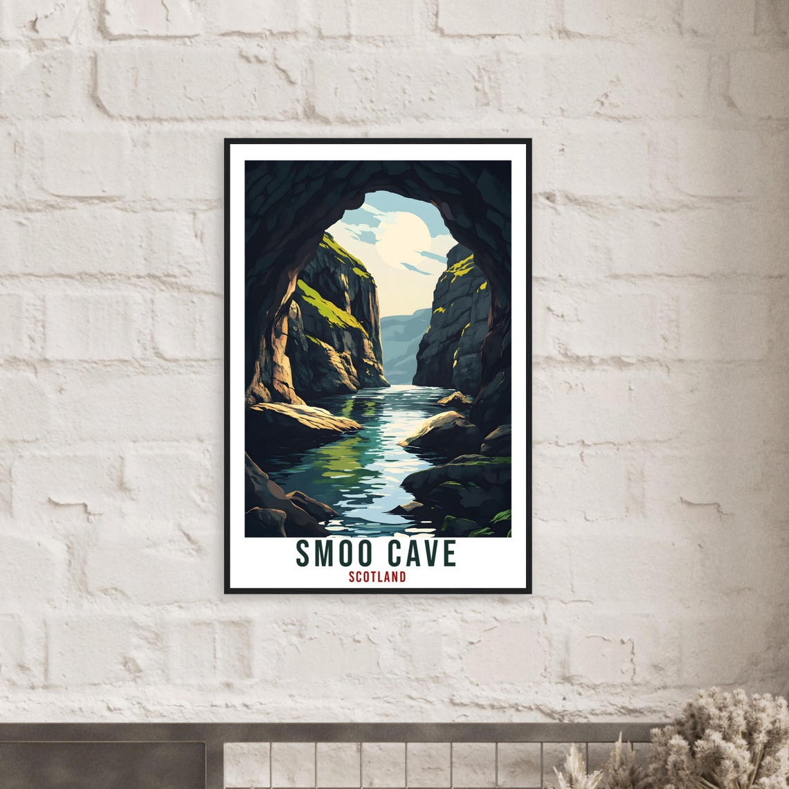 Smoo Cave Scotland Sea Cave Green Cliffs Retro Travel Poster - Image 2