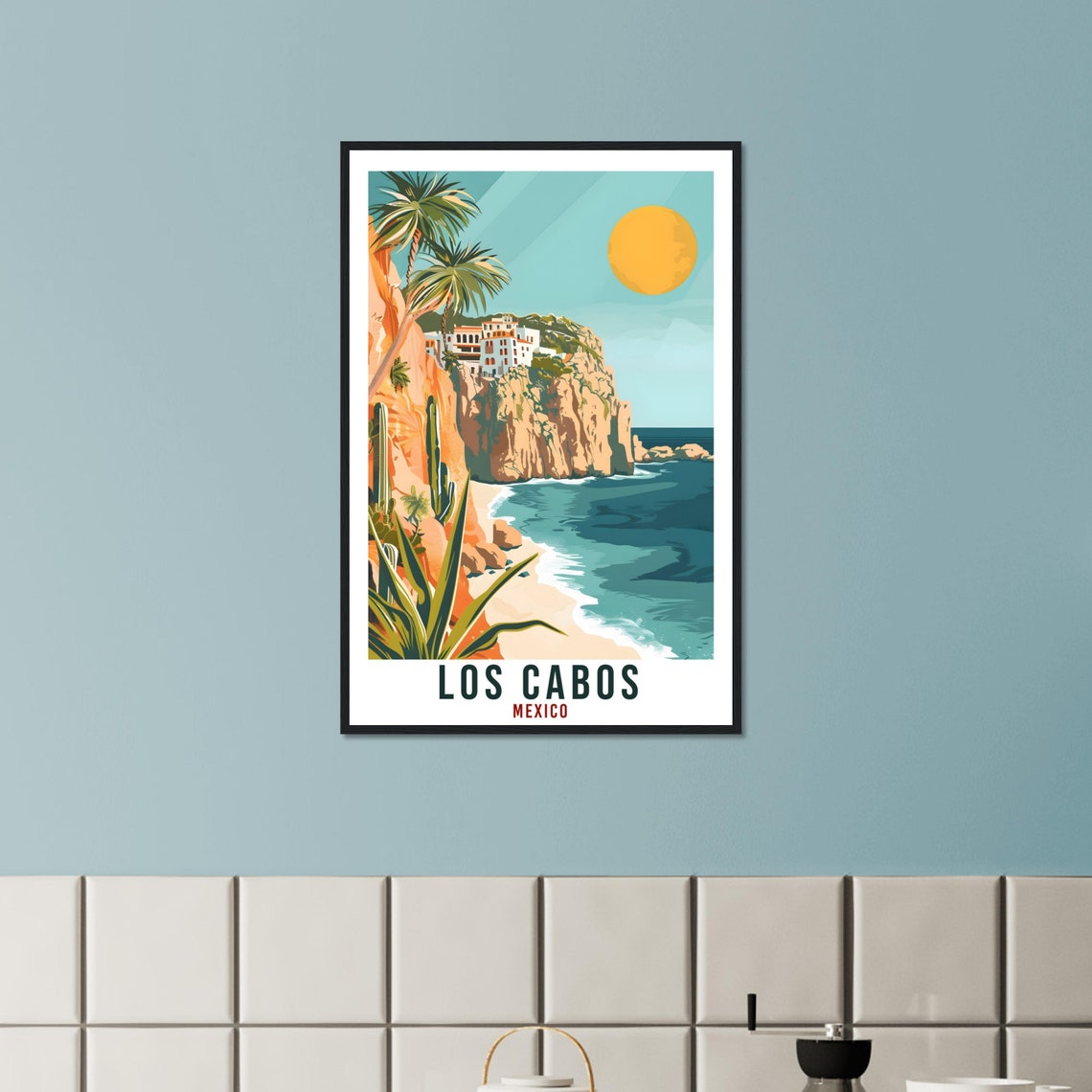 Los Cabos Mexico Dramatic Cliffs Desert Beach Cactus Coast Travel Poster - Image 2