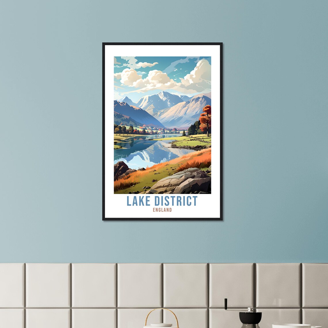 Lake District England Mirror Lake Fells Autumn Walk Travel Poster - Image 3