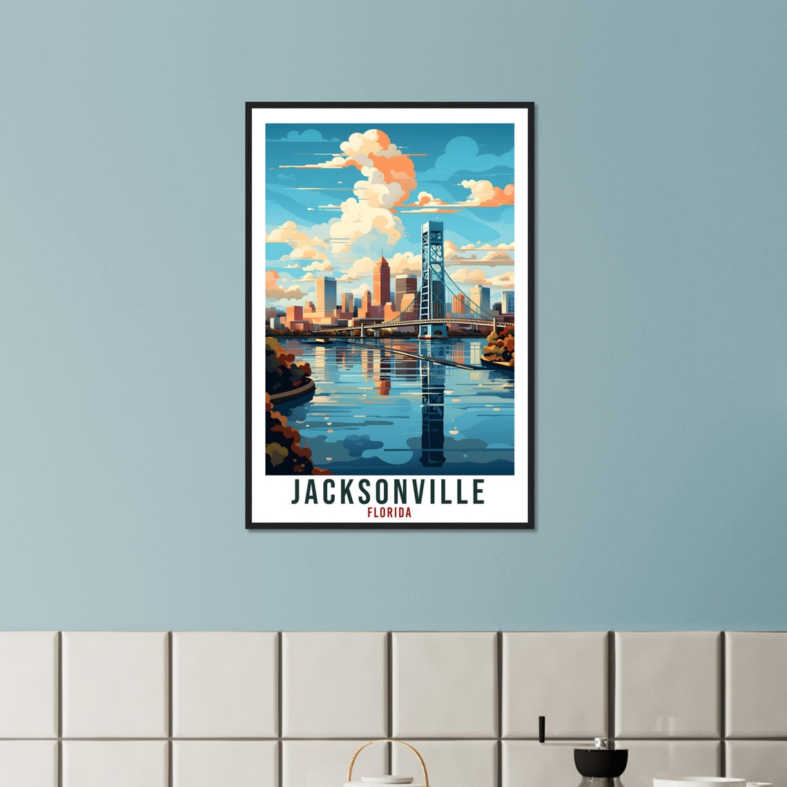 Jacksonville Travel Print Florida Home Decoration Usa City Wall Art Gift Wall Hanging Art Lover Florida Artwork Jacksonville Travel Poster - Image 4