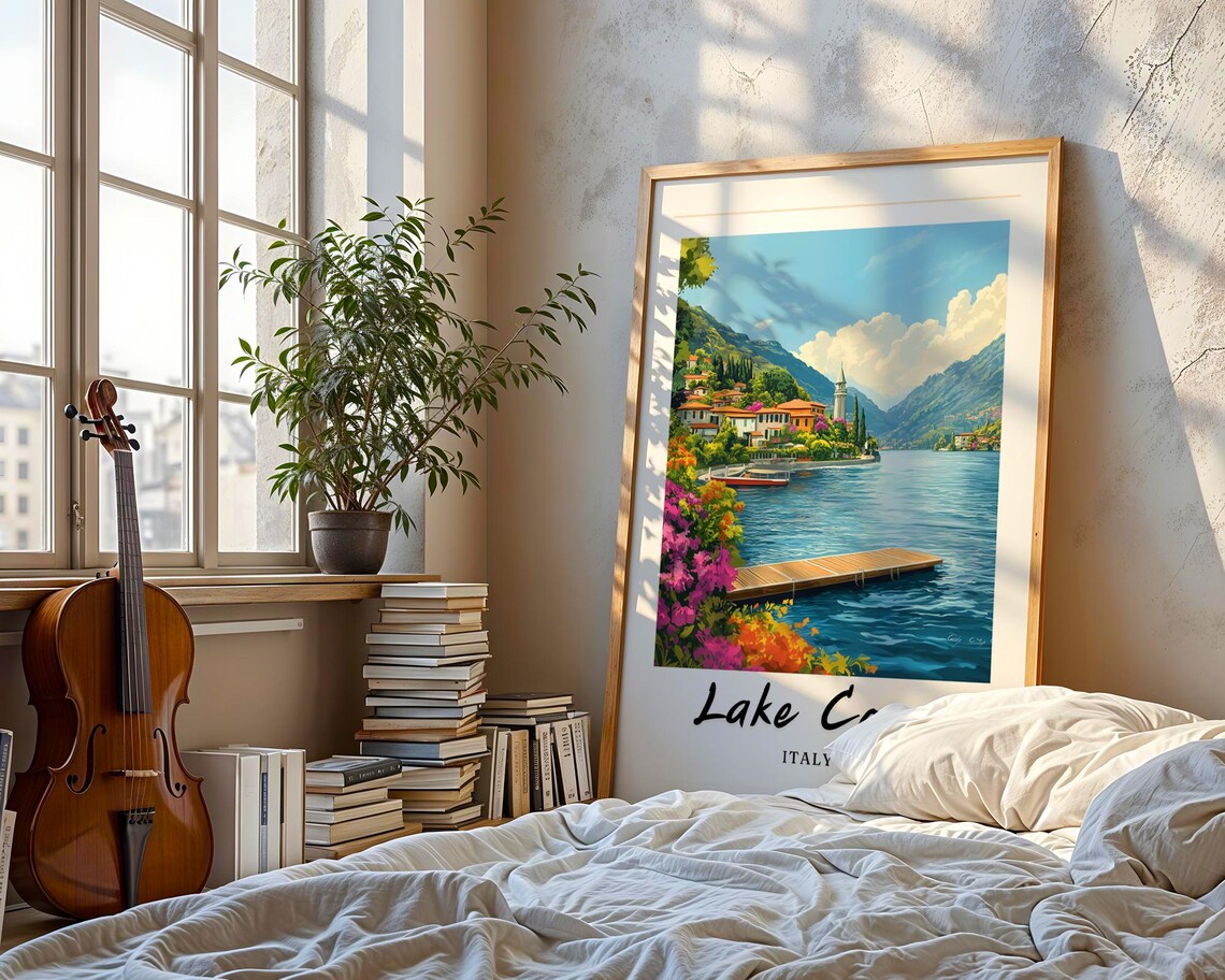 Lake Como Italy Travel Poster, Minimalist Landscape - Image 3
