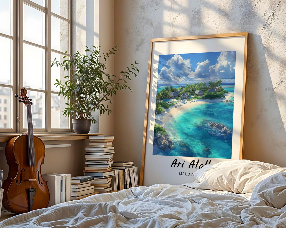 Ari Atoll Maldives Travel Poster, Minimalist Asia - Image 3