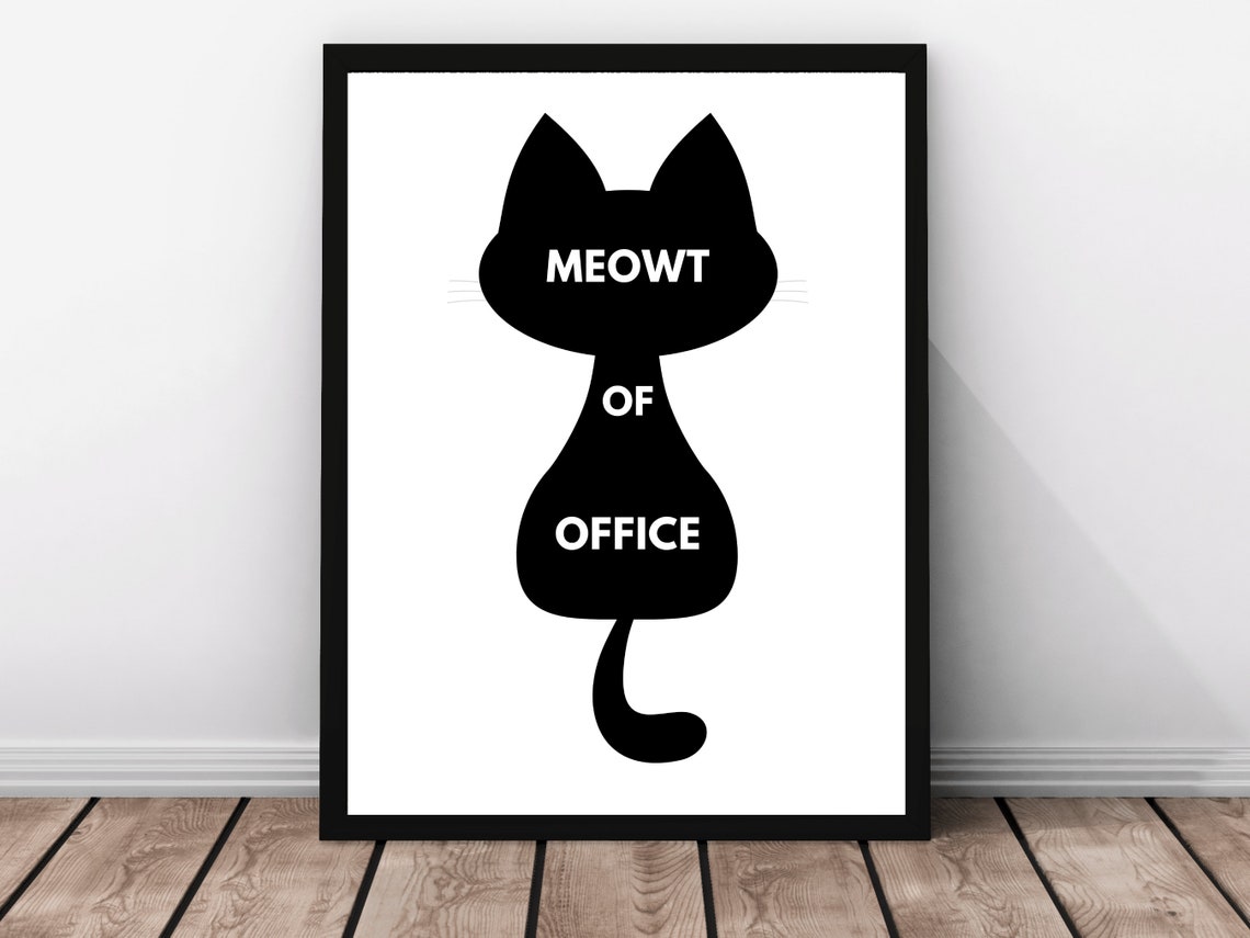 Meowt of Office Funny Black Cat Pun Workplace Office Wall Poster