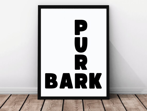 Purr Bark Bold Black Typography Minimalist Cat Dog Wordplay Poster