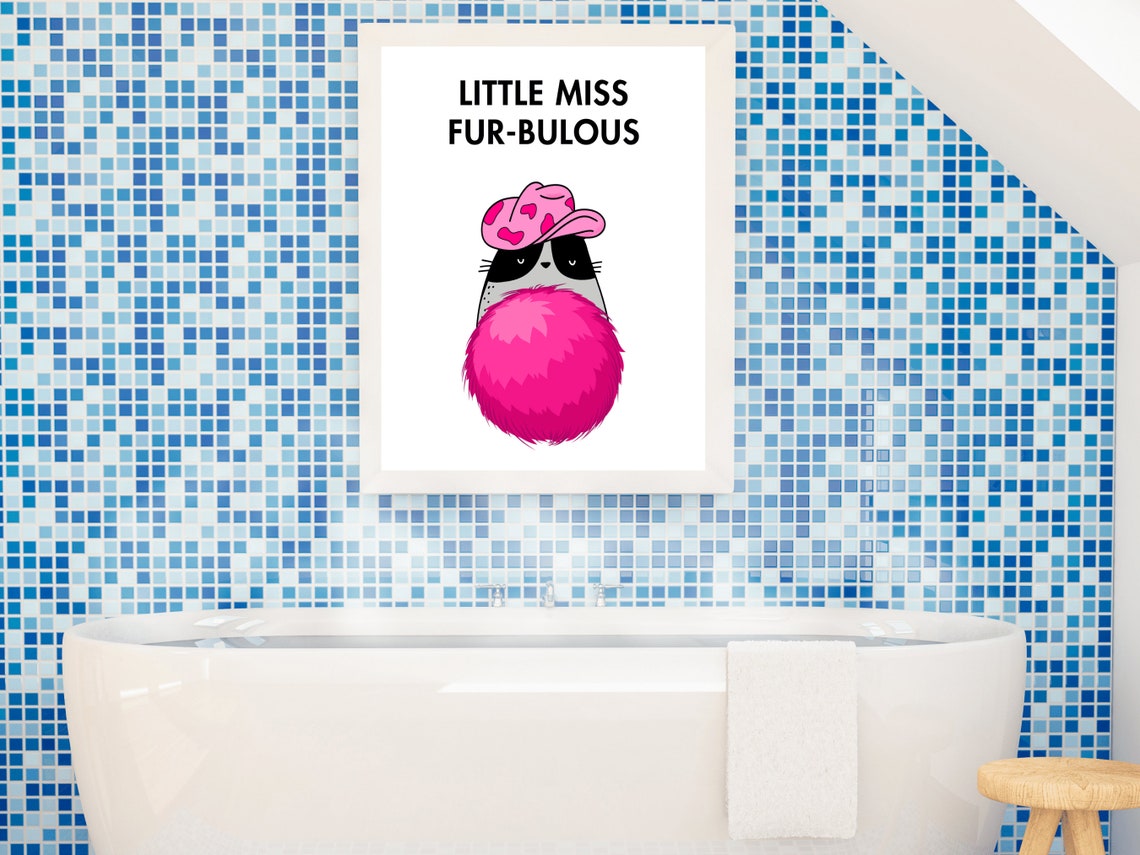 Little Miss Cat Fabulous Pink Poster Cowgirl Gift For Cat Mom Sassy Kids Book Lover Wall Art Fun Fashion Feline Instant - Image 3