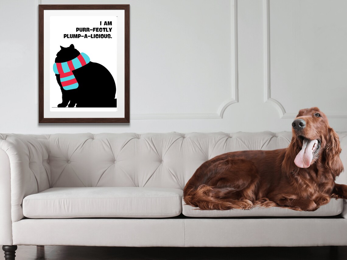 I Am Purrfectly Plumpalicious Funny Fat Black Cat Quote Poster - Image 2