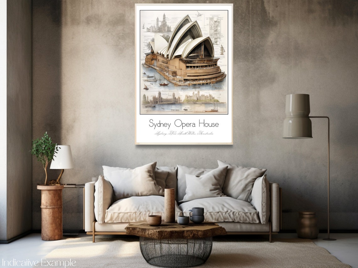 Sydney Opera House Australia Architectural Study Watercolor Art Poster - Image 3