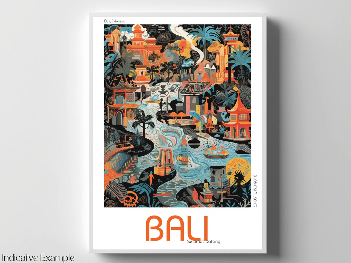 Bali Indonesia Temple Jungle Modern Illustrated Travel Poster - Image 4