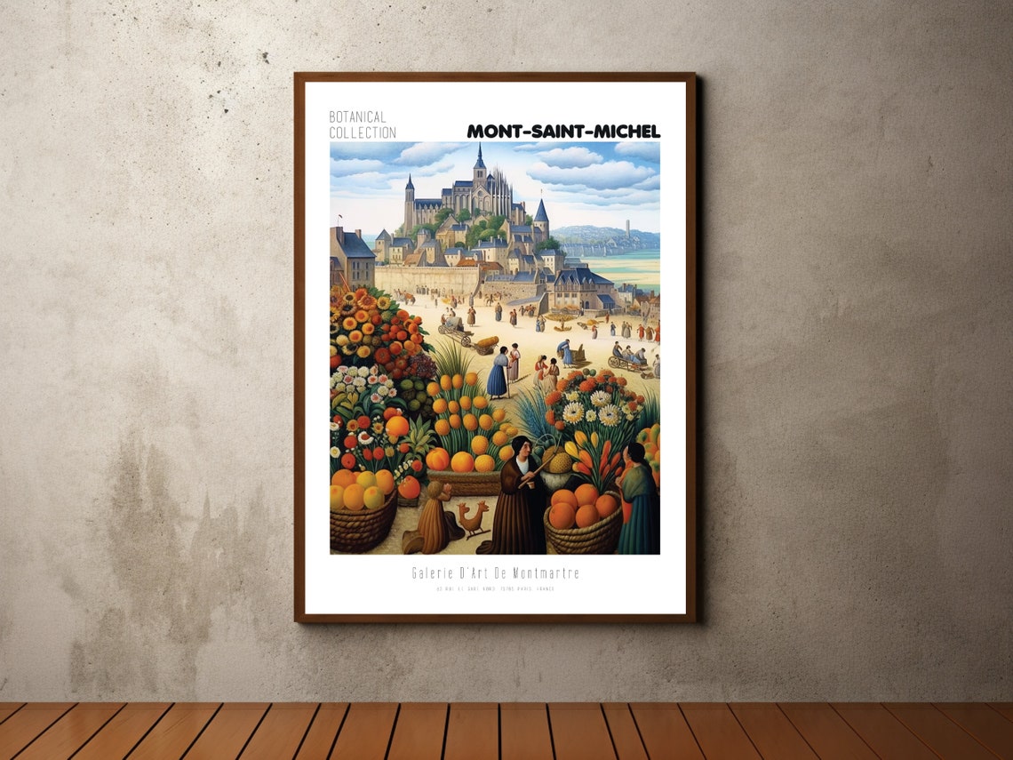 Mont Saint Michel Print Mont Saint Michel Vintage Poster Mont Saint Michel Wall Art Henri Rousseau Flower Market Poster France Poster