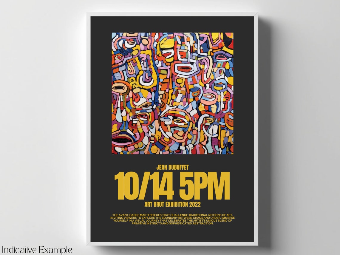 Jean Dubuffet Inspired Art Brut Chaotic Faces Exhibition Poster - Image 4