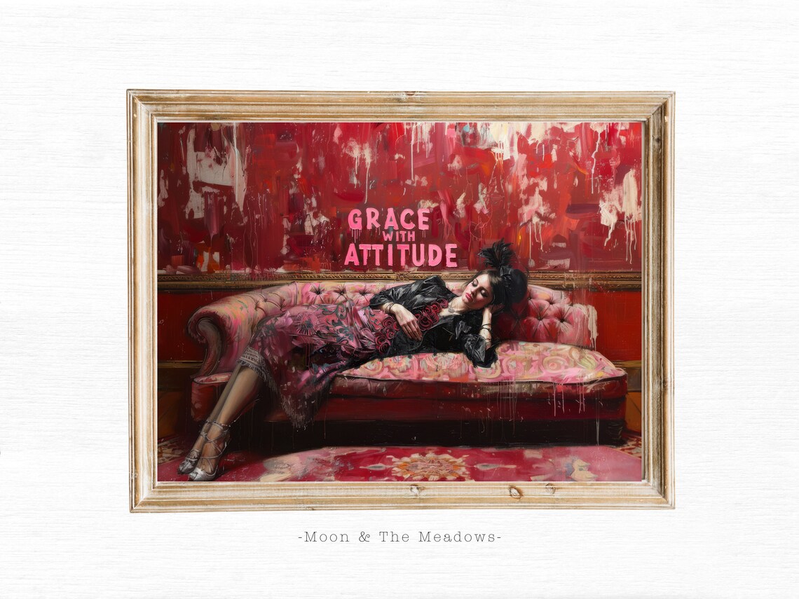 Grace With Attitude Red Room Chaise Lounge Vintage Sass Art Poster