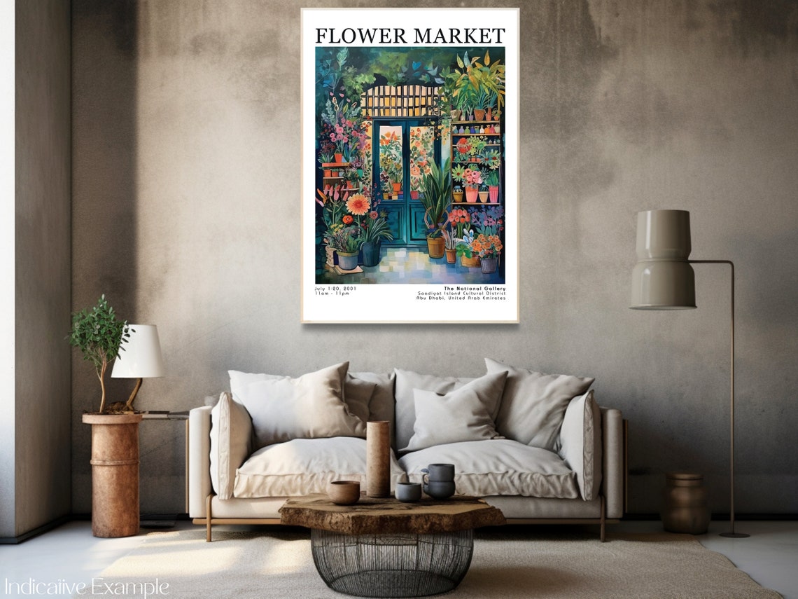 Flower Market Teal Door Flower Shop Cozy Interior Scene Poster - Image 3