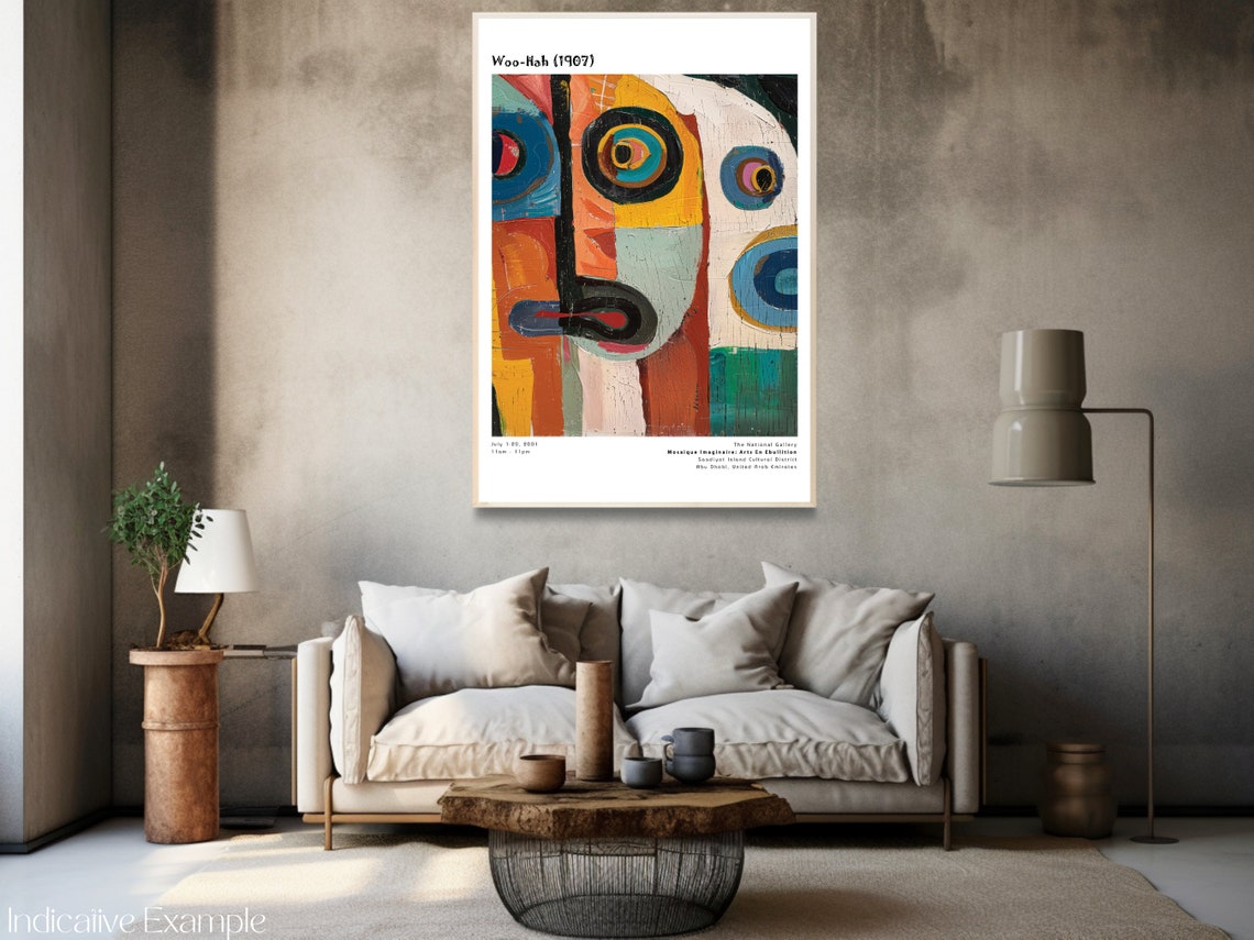 Woo-Hah Abstract Colorful Face Painting Modern Exhibition Poster - Image 3