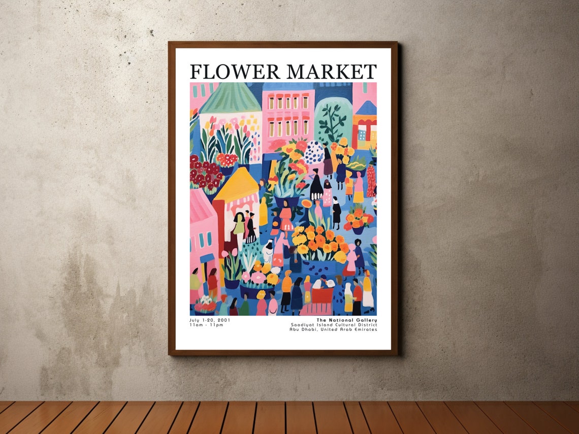 Flower Market Poster Flower Market Print Botanical Wall Art Exhibition Posters Prints Henri Matisse Vintage Flowers Floral Painting