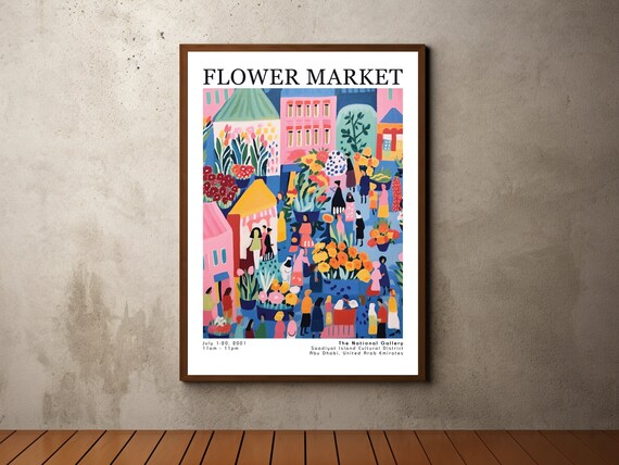 Flower Market Poster Flower Market Print Botanical Wall Art Exhibition Posters Prints Henri Matisse Vintage Flowers Floral Painting