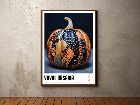 Yayoi Kusama Dark Gold Pumpkin Night Polka Dot Exhibition Poster
