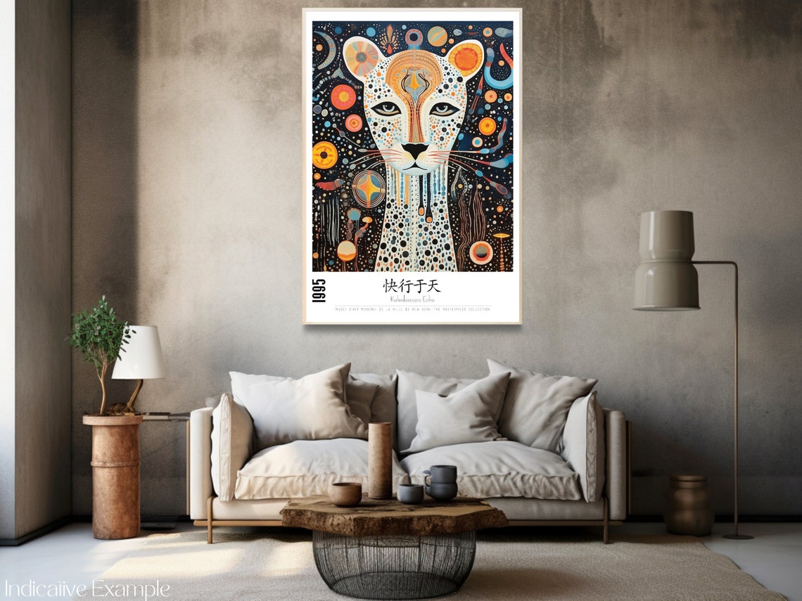 Kaleidoscope Echo 1995 Cheetah Head Dotted Psychedelic Art Poster - Image 3