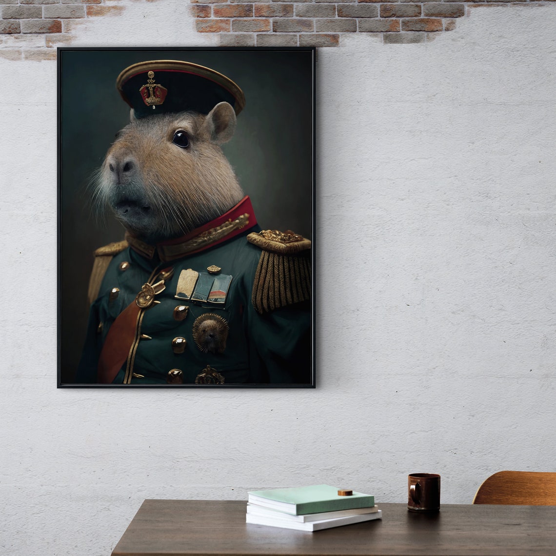 Capybara In Uniform Capybara Soldier Capybara Picture Funny Picture Animal Portrait Capybara Portrait Oil Painting Oil Painting Officer - Image 2