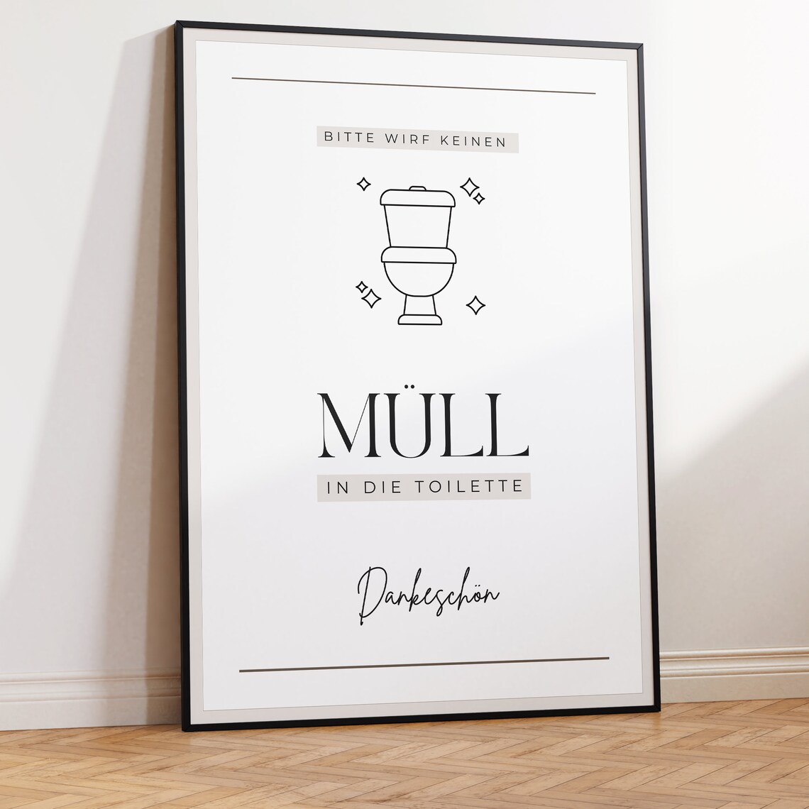 Funny German Bathroom Sign Please No Trash in Toilet Minimalist Poster - Image 2