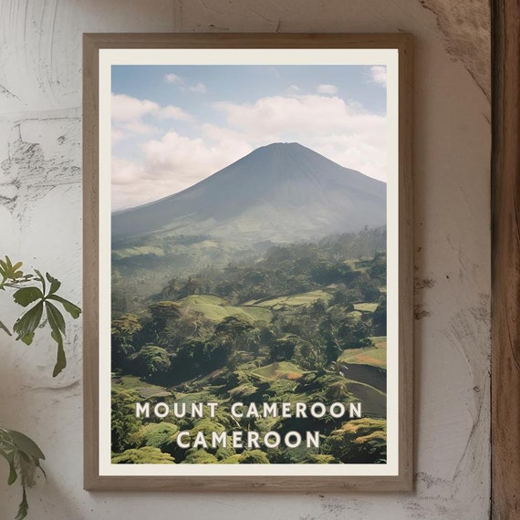 Mount Cameroon Africa Poster African Volcano Nature Wall Art Cameroon Highlands Travel Print Mountain Adventure Decor Tropical Landscape